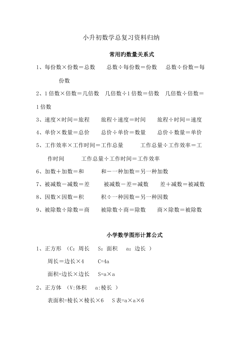 2025年西师版六年级下数学总复习资料归纳_第1页