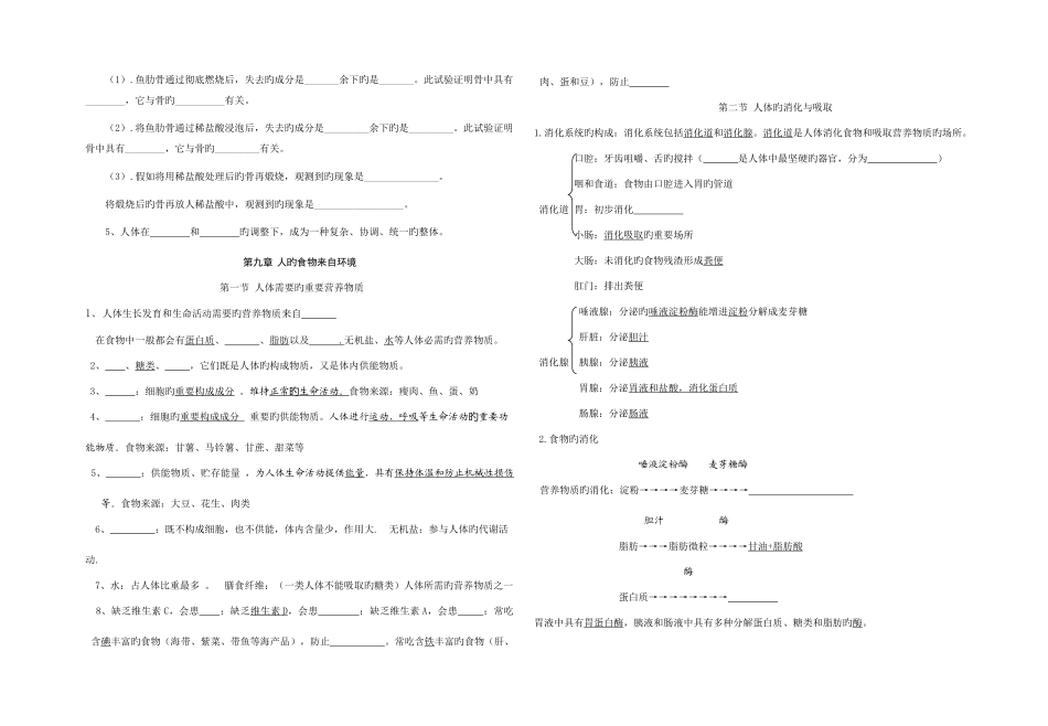 2025年苏教版初中生物七年级下册必记知识点学生版_第2页