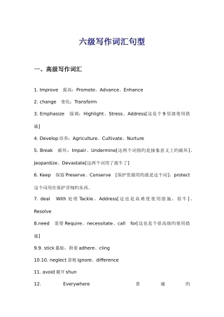 2025年英语六级写作高级词汇