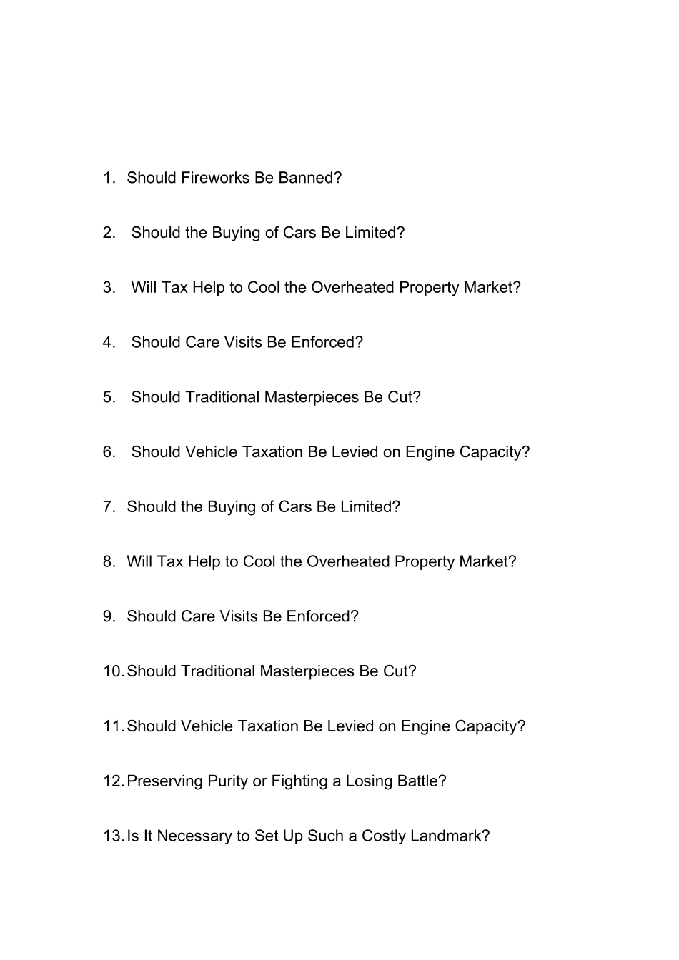 2025年英语专业四级口语topicsfordiscussion_第1页