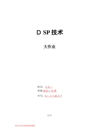 2025年DSP技术大作业模板范本