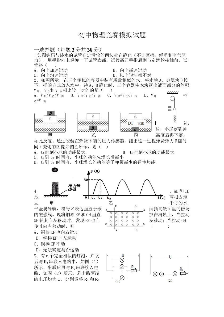 2025年初中物理竞赛模拟试题电子教案_第2页