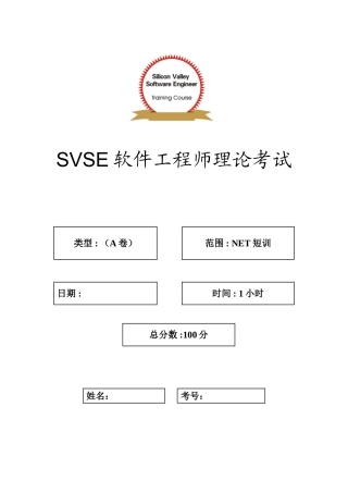 2025年软件工程师理论考试A卷短训
