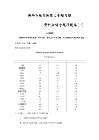 2025年行测专项题库资料分析