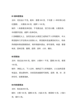 食谱资料：经典复合油配方总结