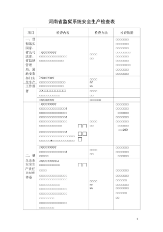 河南省监狱系统安全生产检查表