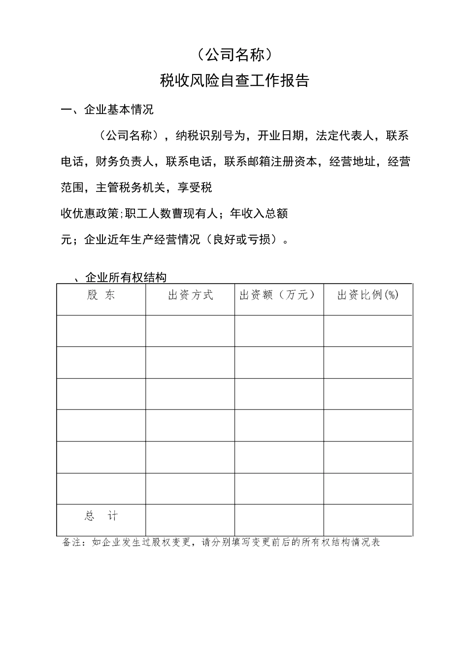 税收风险自查报告_第1页