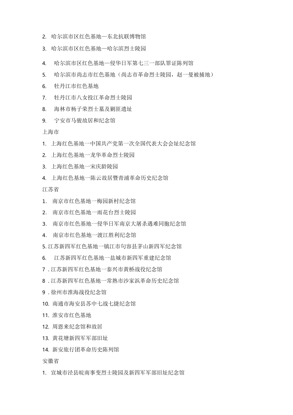 全国各主要红色教育基地_第3页