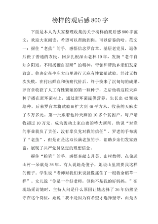 榜样的观后感800字