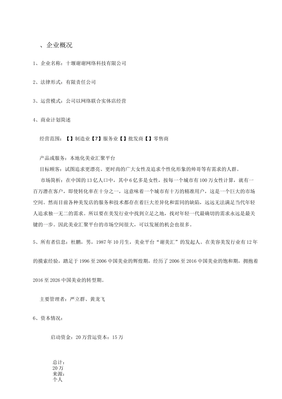 标准商业计划书范文_第3页
