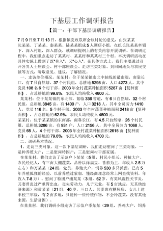 工作报告之下基层工作调研报告