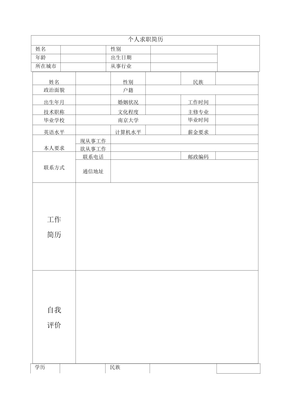 个人求职简历模板_第2页