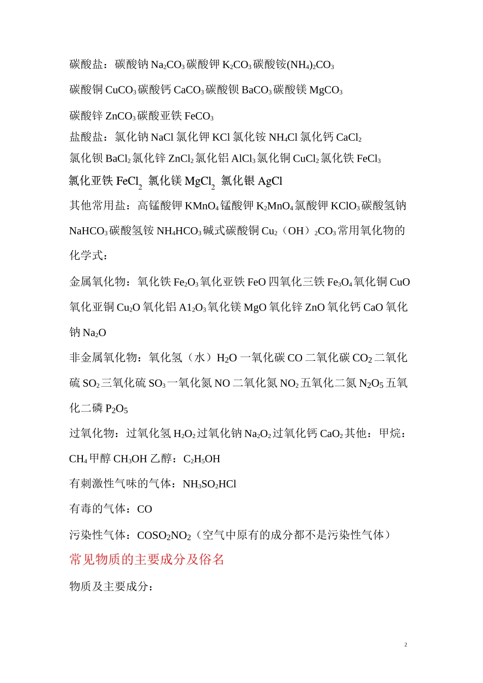 初中常见化合物化学式.._第2页