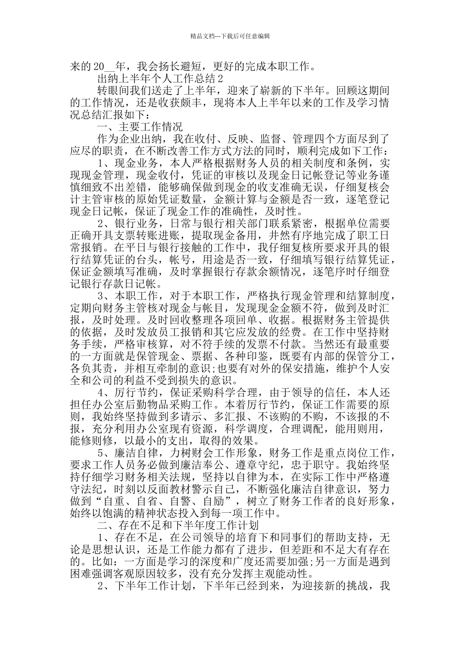 出纳上半年个人工作总结_第2页