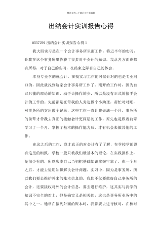 出纳会计实训报告心得