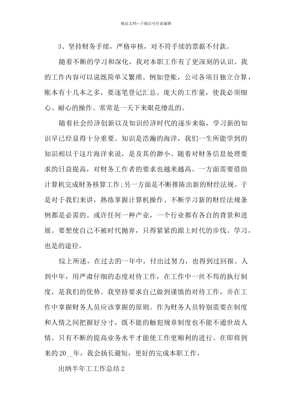出纳半年工工作总结5篇_第2页
