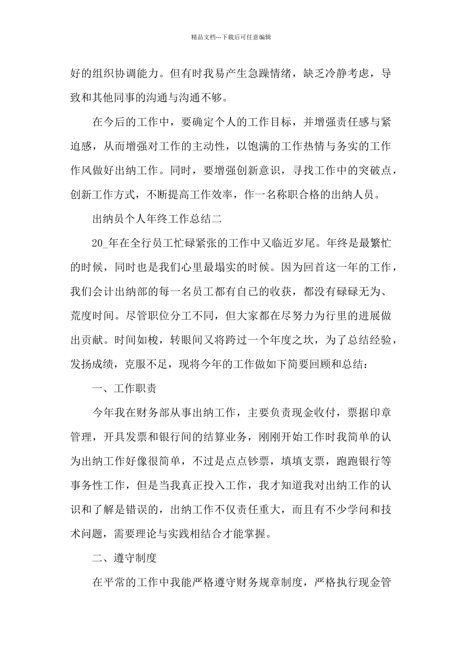 出纳员个人年终工作总结2024_第3页