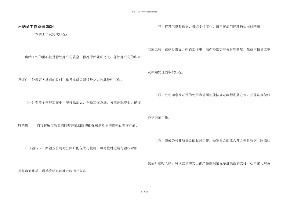 出纳员工作总结2024_第1页