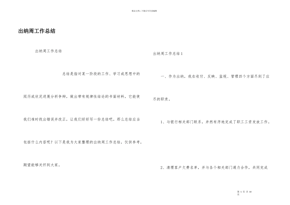 出纳周工作总结_第1页