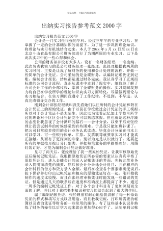 出纳实习报告参考范文2000字
