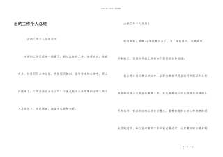 出纳工作个人总结