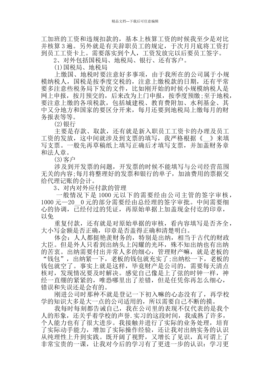 出纳毕业实习总结范文_第3页