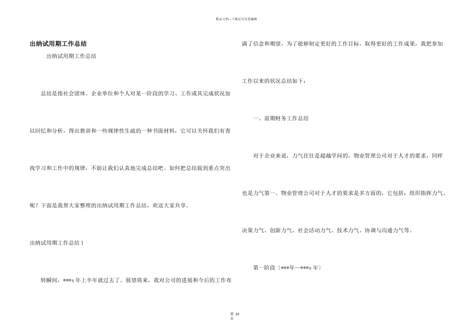 出纳试用期工作总结_第1页