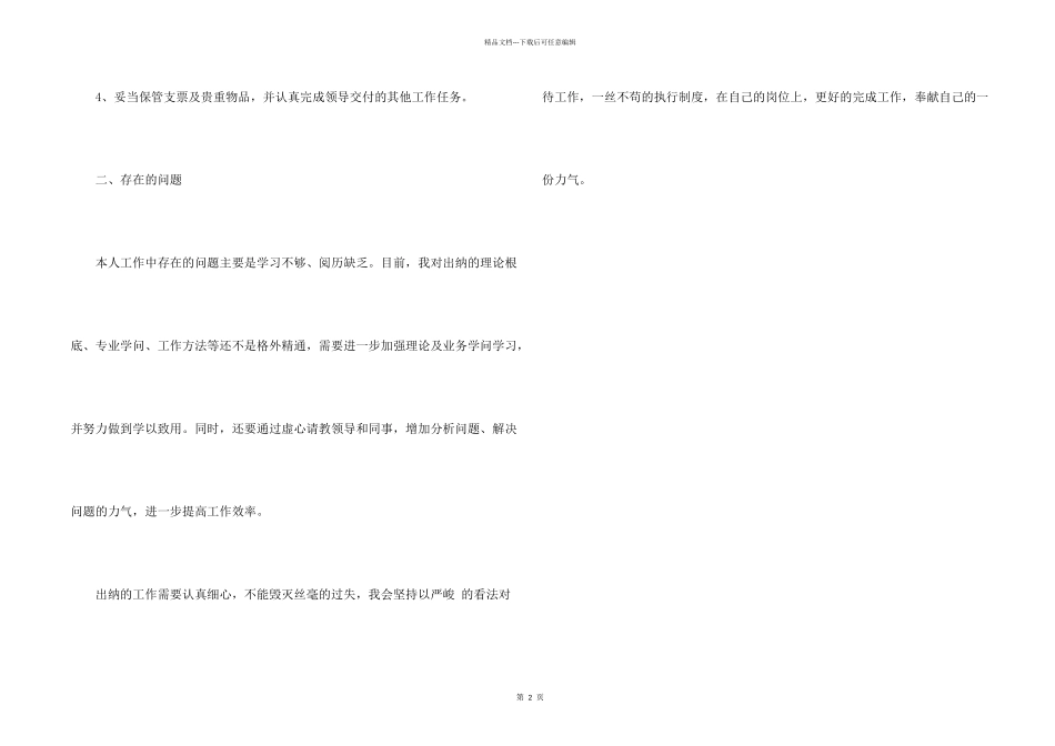 出纳月个人工作总结_第2页