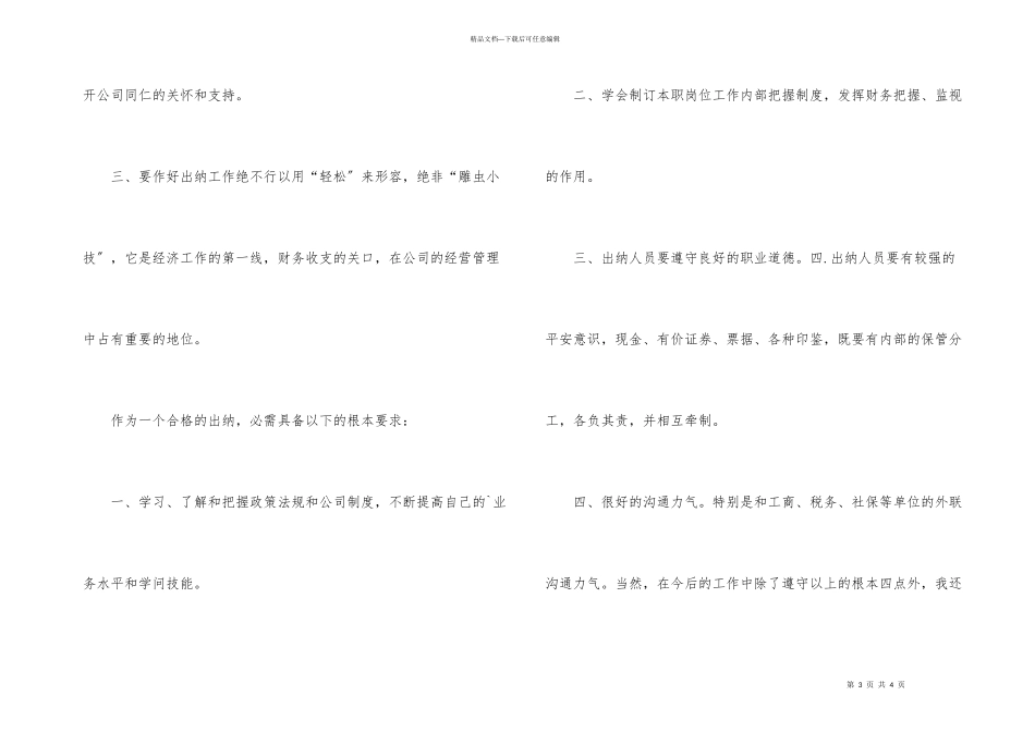 出纳试用期个人年度工作总结_第3页