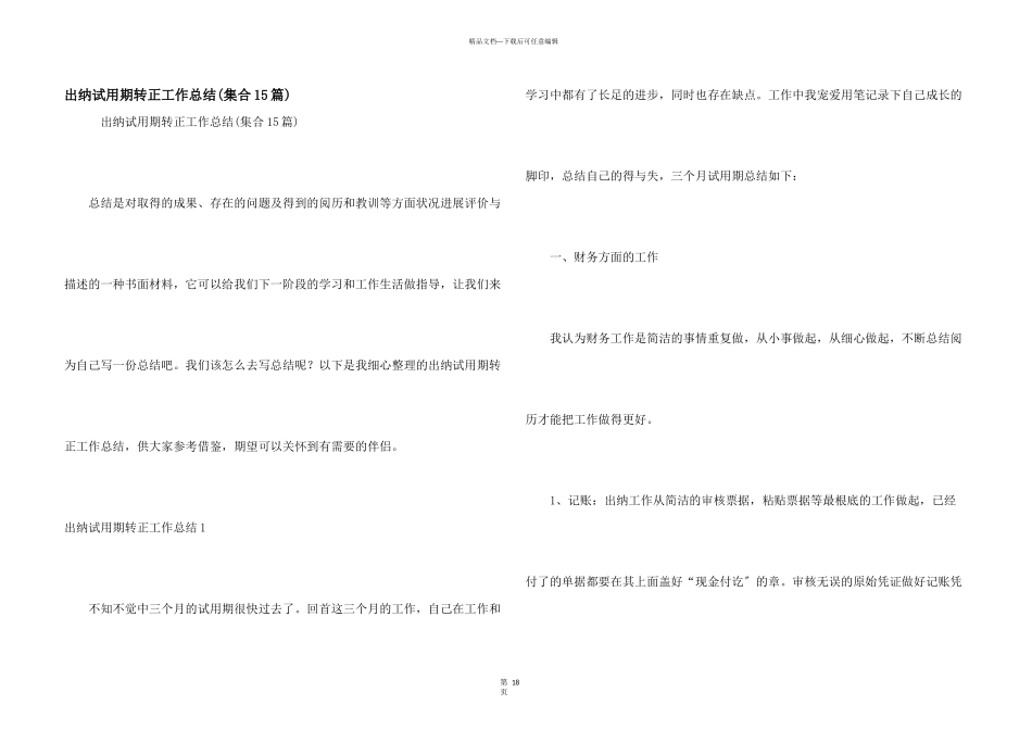 出纳试用期转正工作总结_第1页