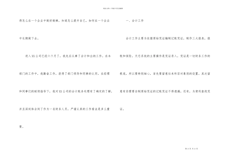 出纳转正工作总结_第2页