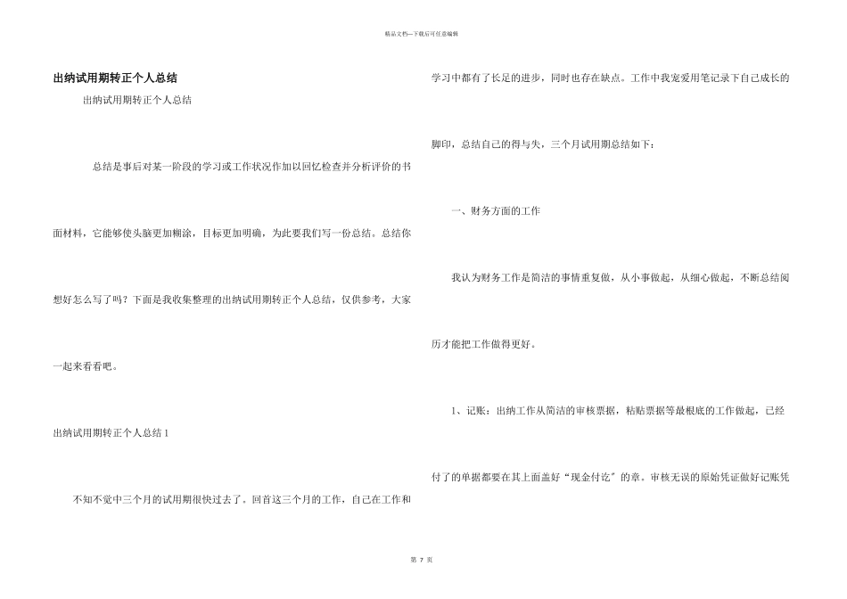 出纳试用期转正个人总结_第1页