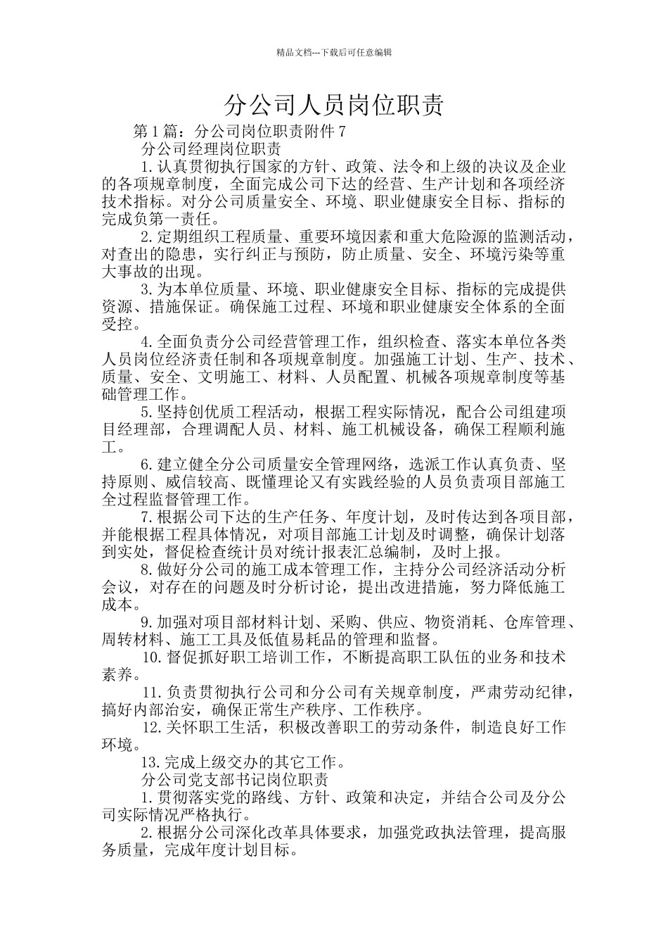 分公司人员岗位职责_第1页