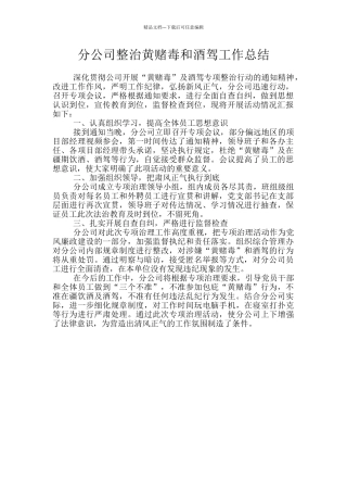 分公司整治黄赌毒和酒驾工作总结