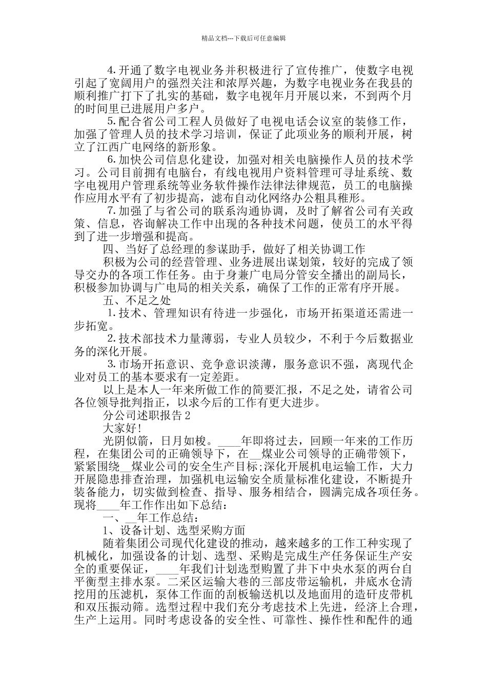 分公司领导个人述职报告_第2页