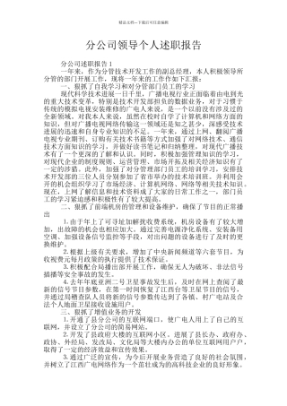 分公司领导个人述职报告