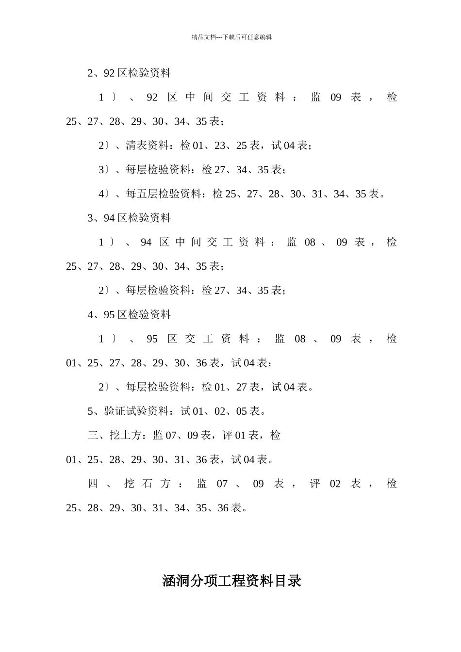 分项工程资料表格目录_第2页