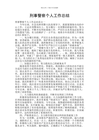刑事警察个人工作总结