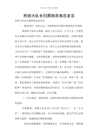 刑侦大队长扫黑除恶表态发言