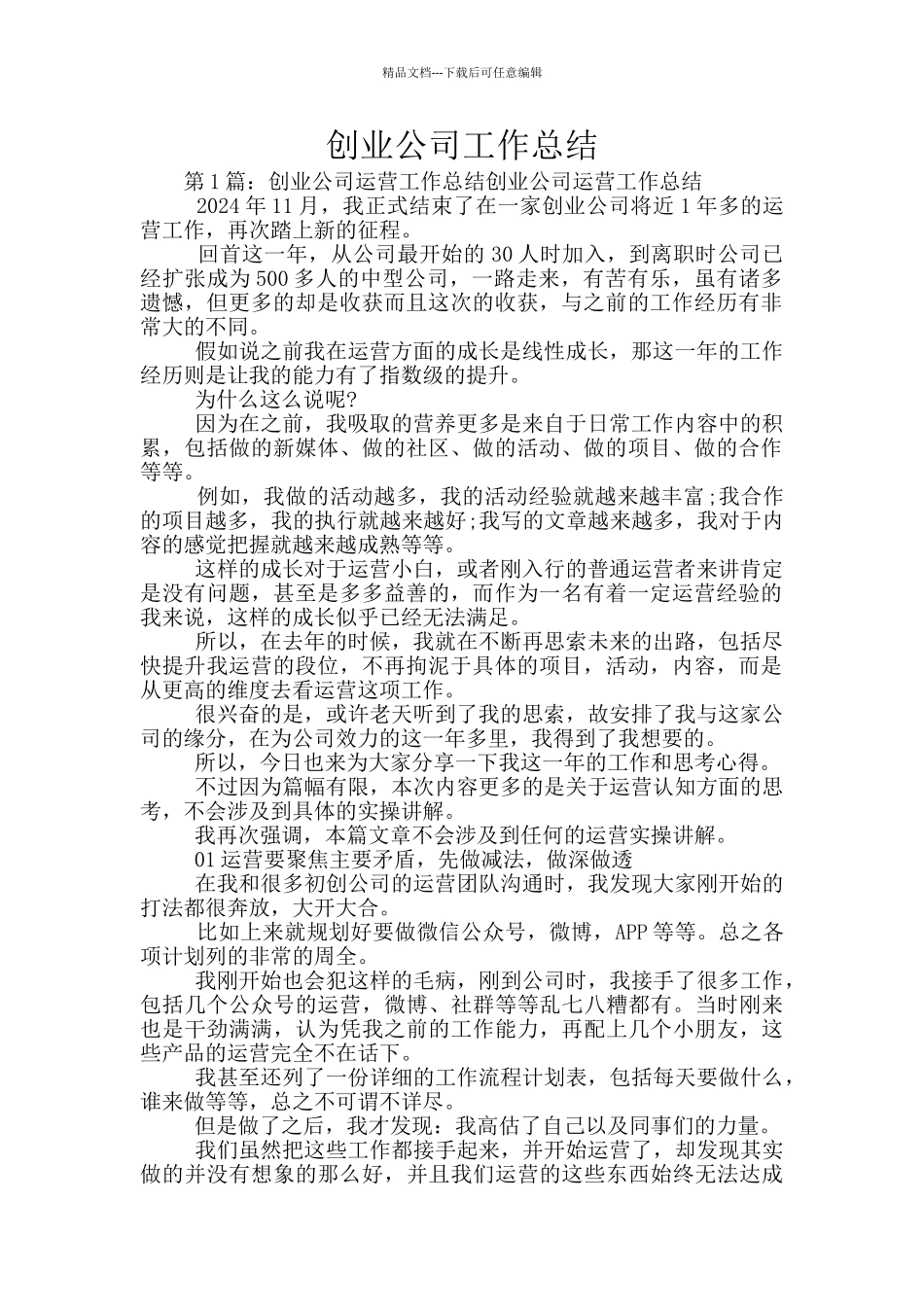 创业公司工作总结_第1页