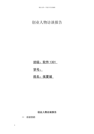 创业人物访谈报告