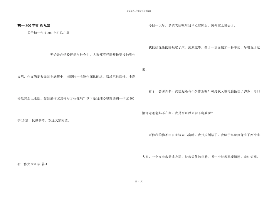 初一300字汇总九篇_第1页