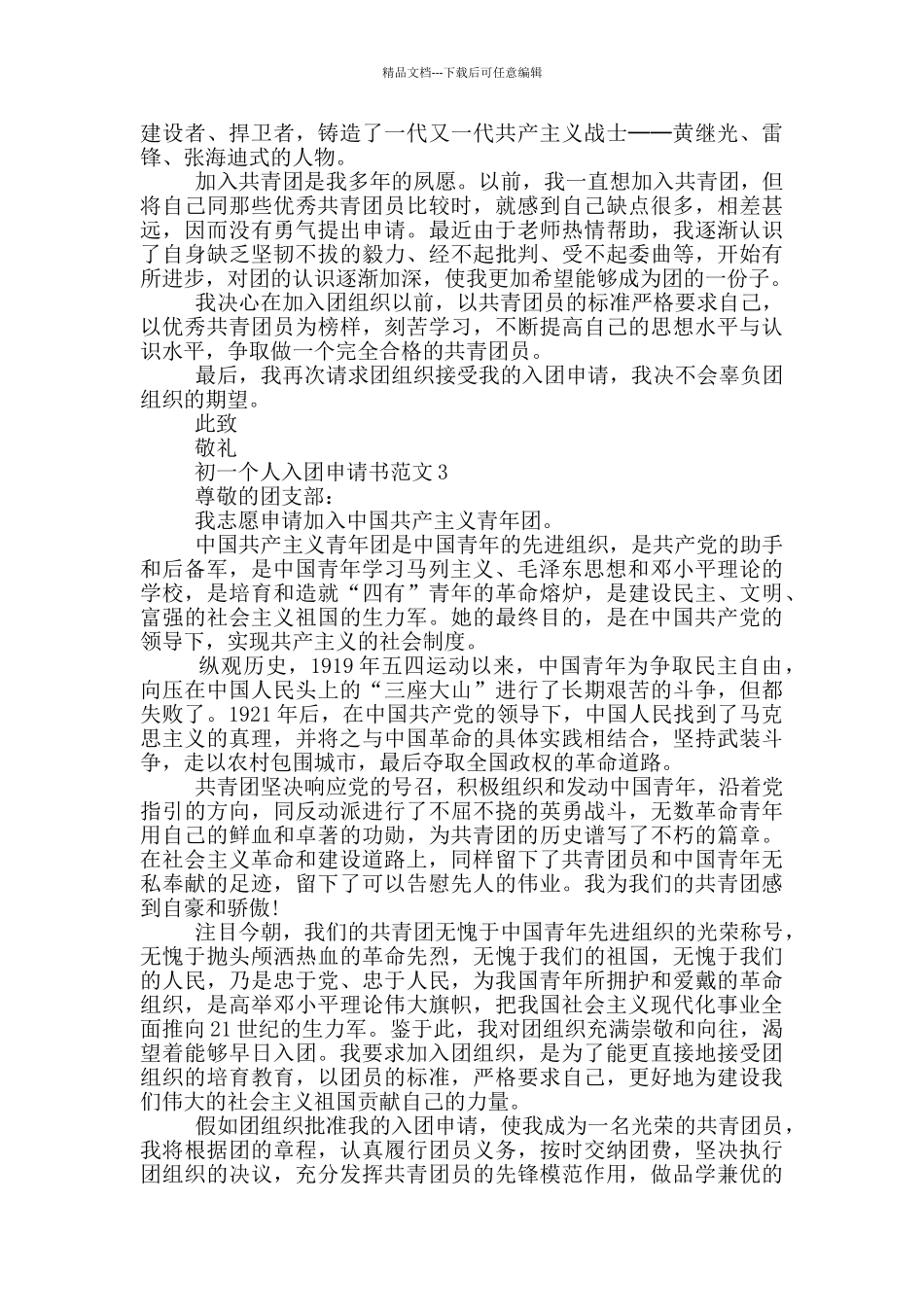 初一个人入团申请书范文_第2页