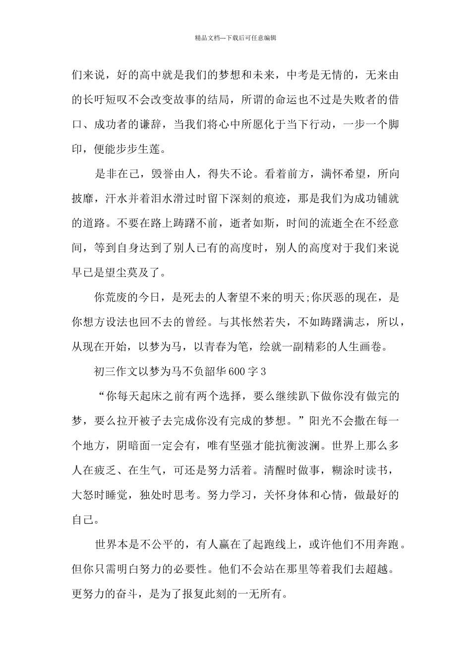 初三作文以梦为马不负韶华600字5篇_第3页