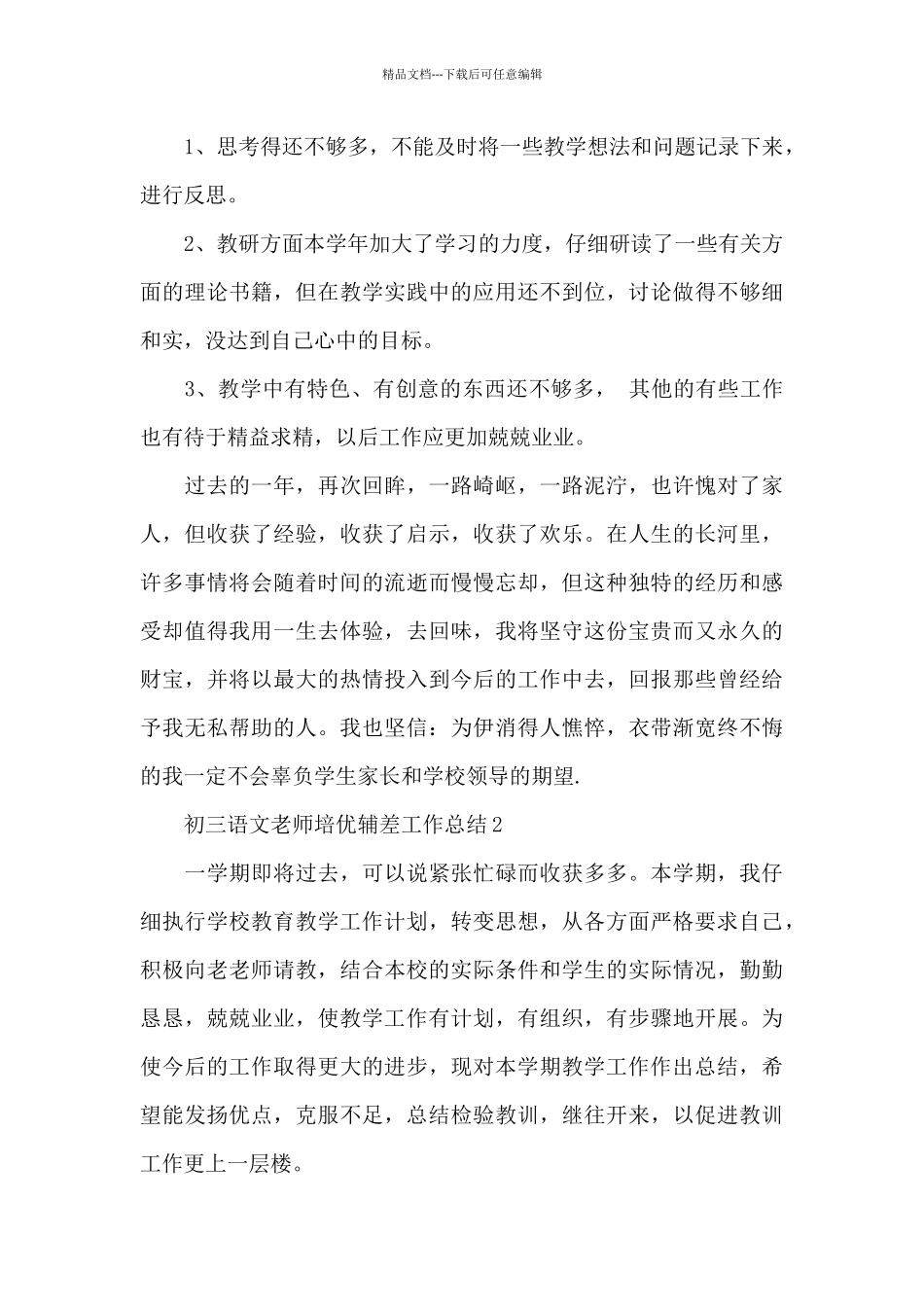 初三语文教师培优辅差工作总结_第3页