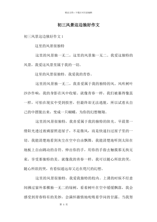 初三风景这边独好作文