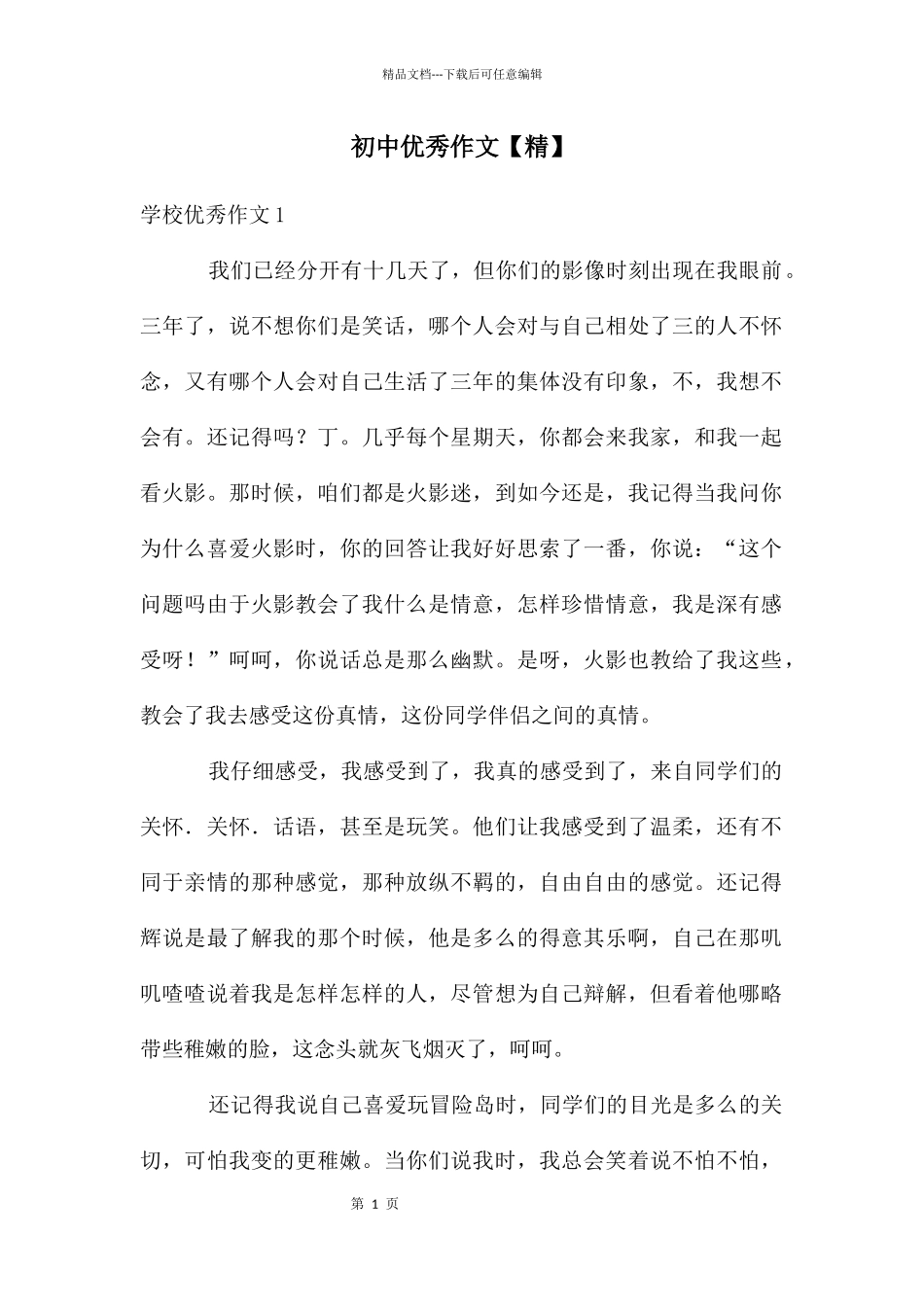 初中优秀作文_第1页