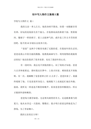 初中写人物作文集锦5篇