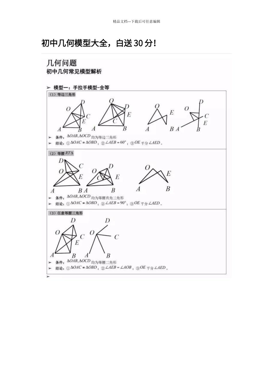 初中几何模型大全_第1页