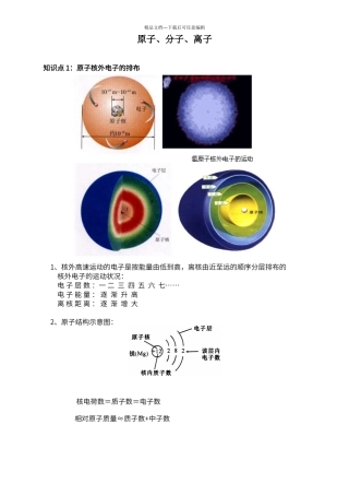 初中化学原子、分子、离子讲义